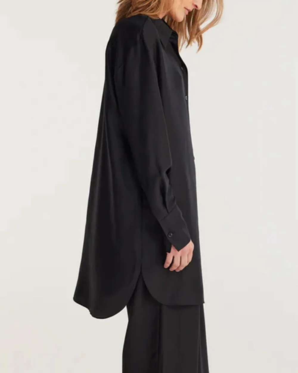 Noir Oversized Silk Shirt