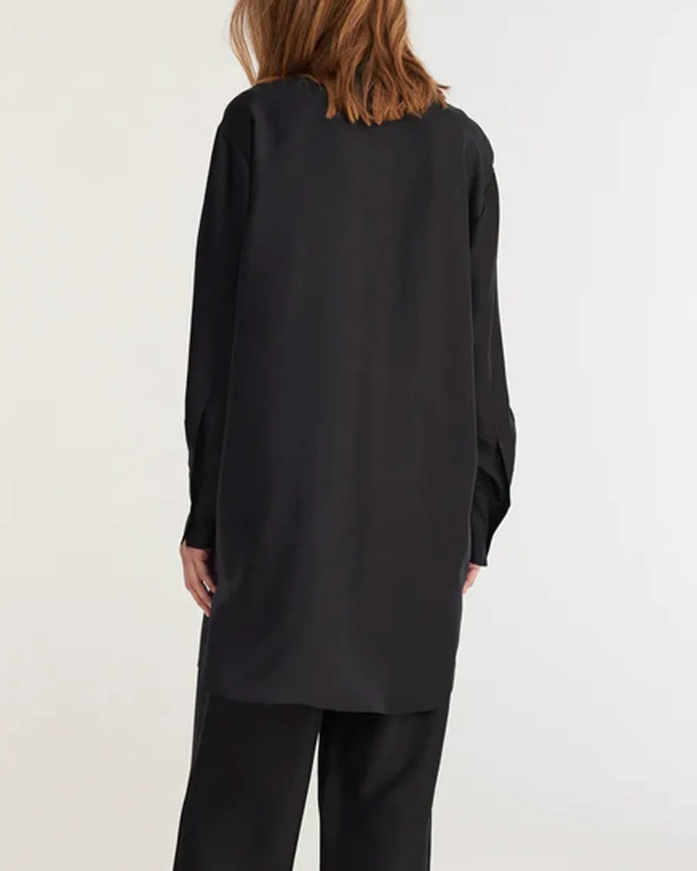 Noir Oversized Silk Shirt