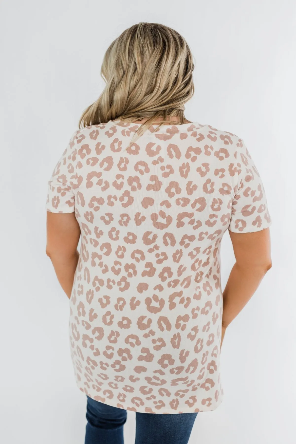 One Simple Wish Leopard V-Neck Top- Cream & Pale Taupe