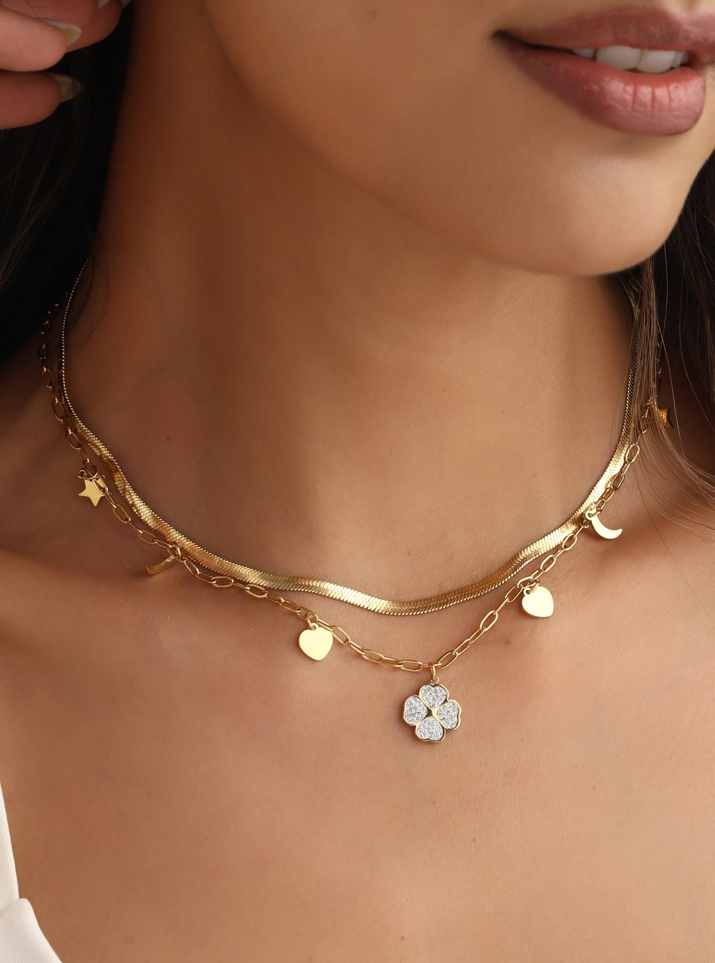 Opulent Clover Layered Necklace