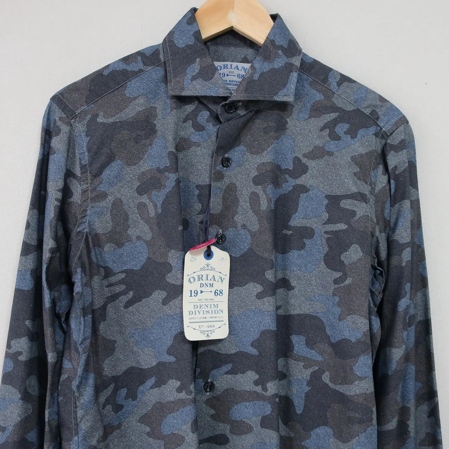 ORIAN  |Camouflage Denim Long Sleeves Cotton Shirts