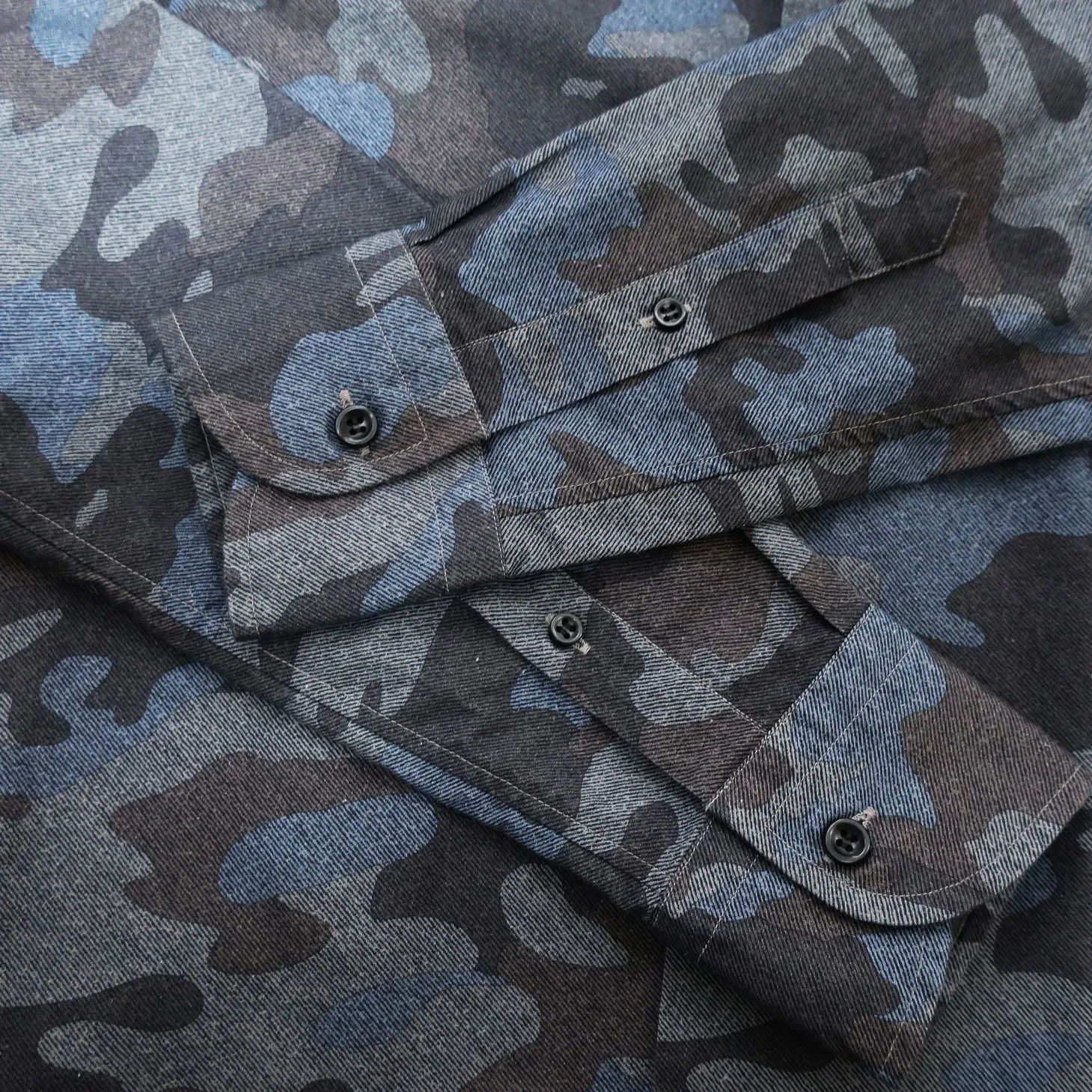 ORIAN  |Camouflage Denim Long Sleeves Cotton Shirts