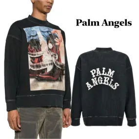 Palm Angels  |Crew Neck Pullovers Monogram Tropical Patterns