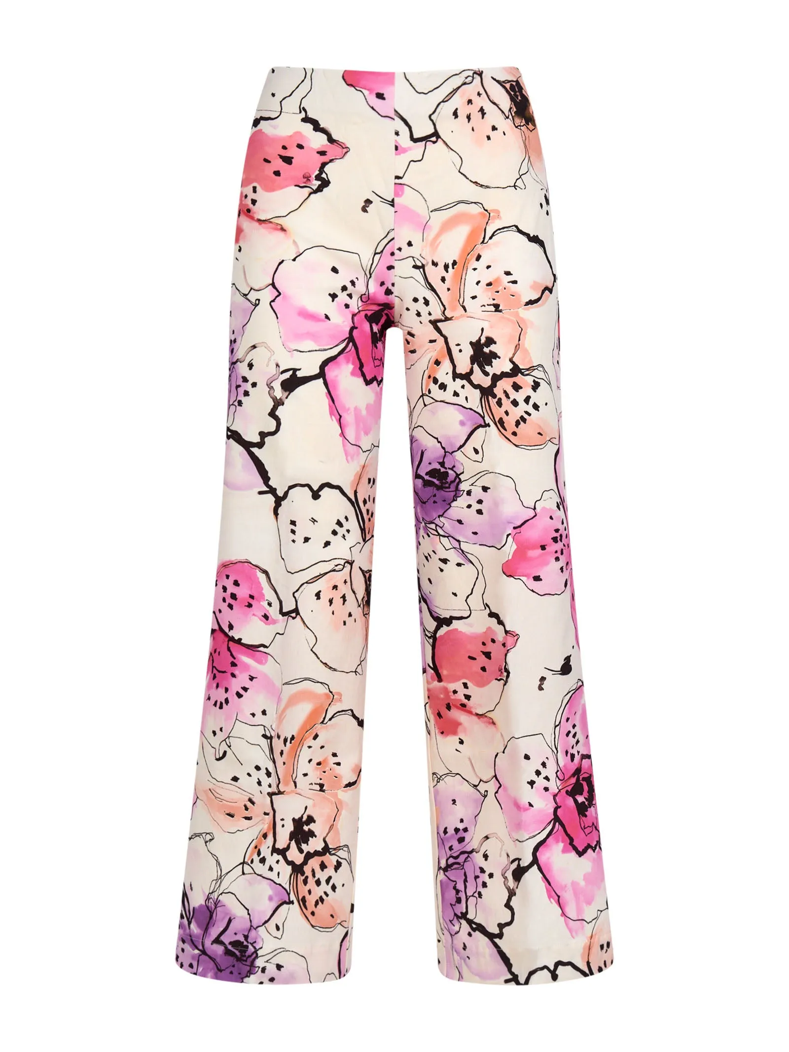 Pantalone a palazzo in Digital Compact - Fant.Cyclamen