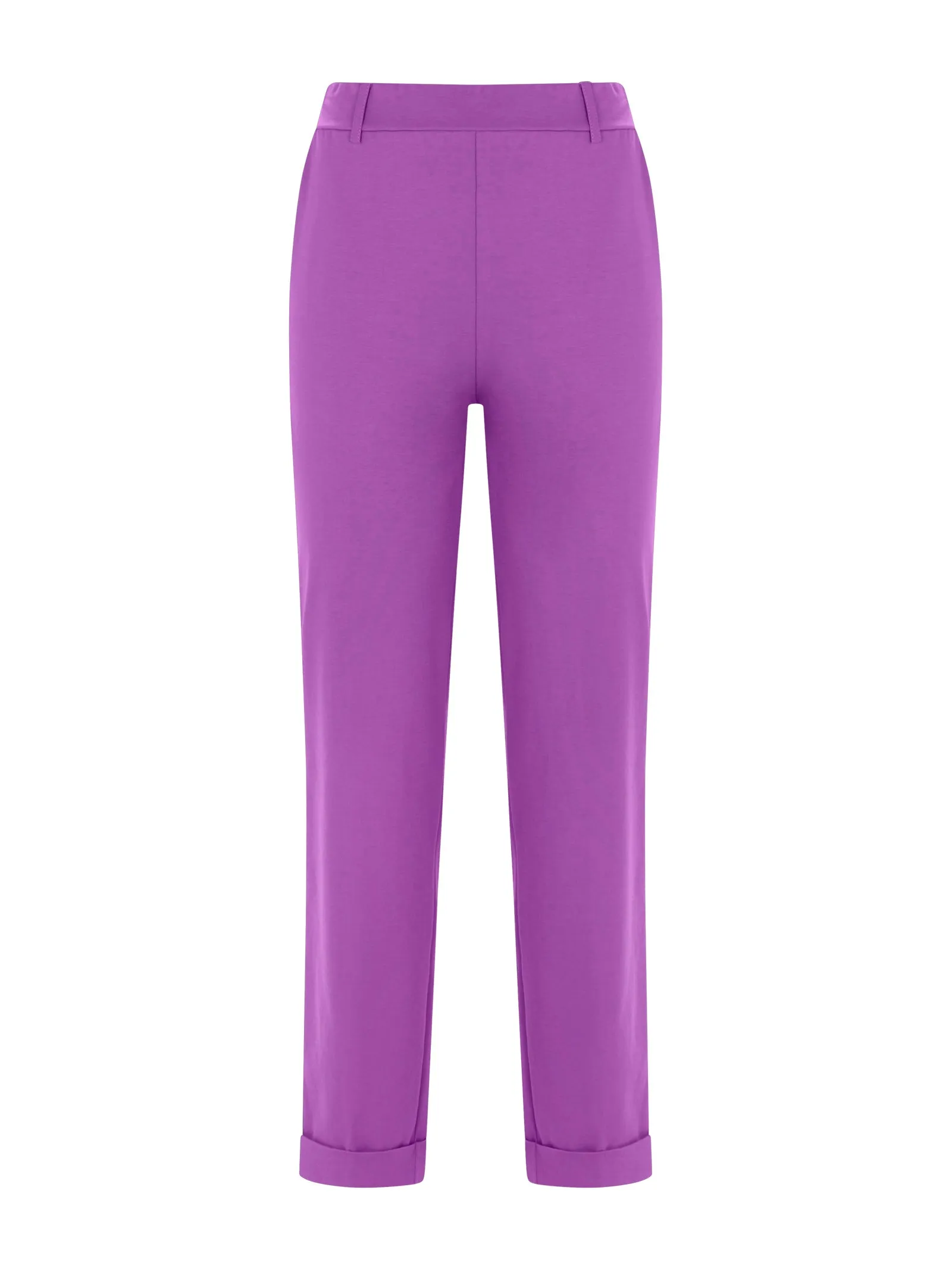 Pantalone dritto con tasche corto in Compact Light - Dewberry