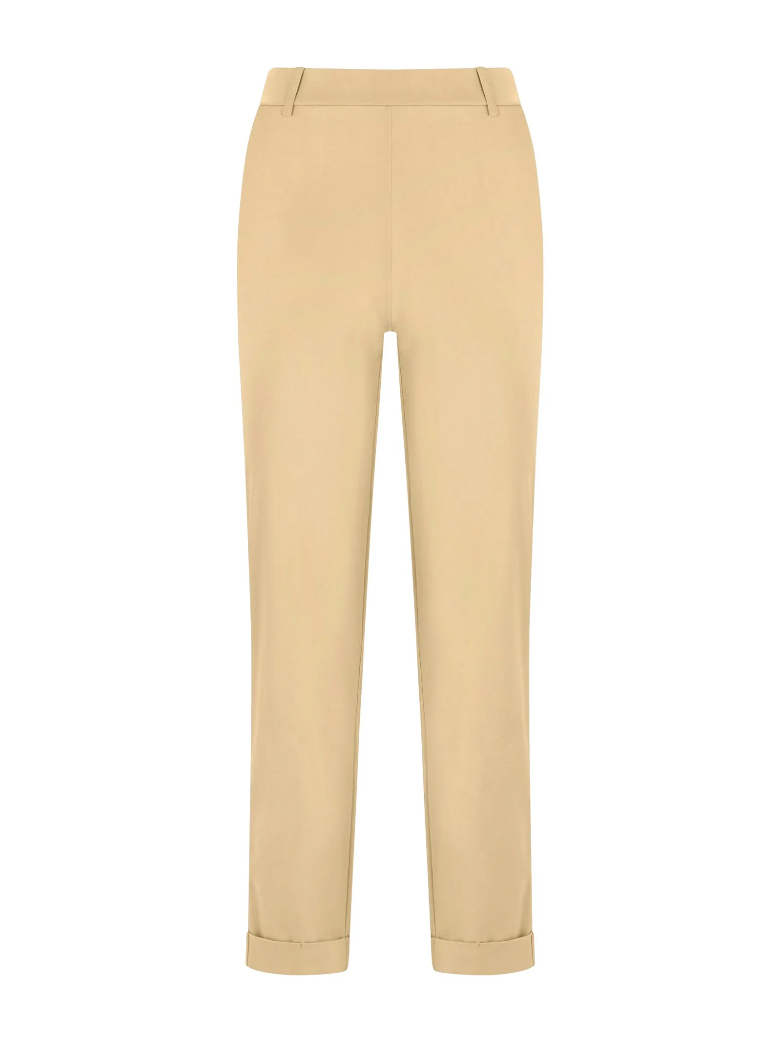 Pantalone dritto con tasche corto in Compact Light - Irish Cream