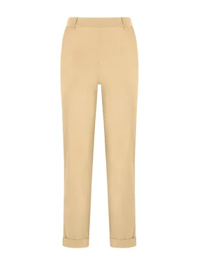 Pantalone dritto con tasche corto in Compact Light - Irish Cream