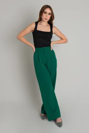 Pantalón cintura alta con pinzas wide leg fit