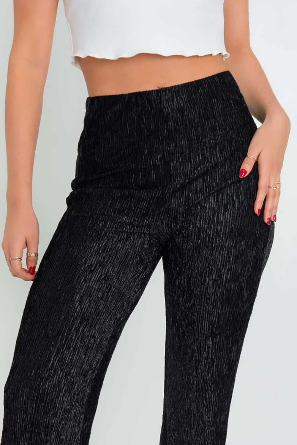 Pantalón de fit flare cintura alta elástica