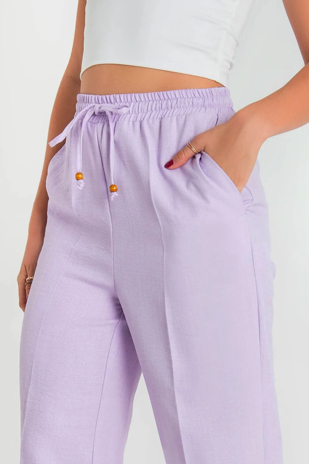 Pantalón de fit recto con jareta raya frontal