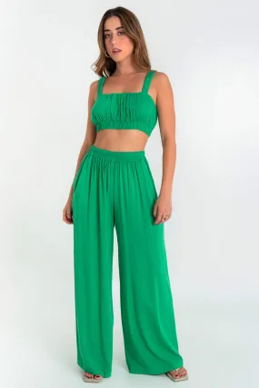 Pantalón de fit wide leg cintura alta elástica