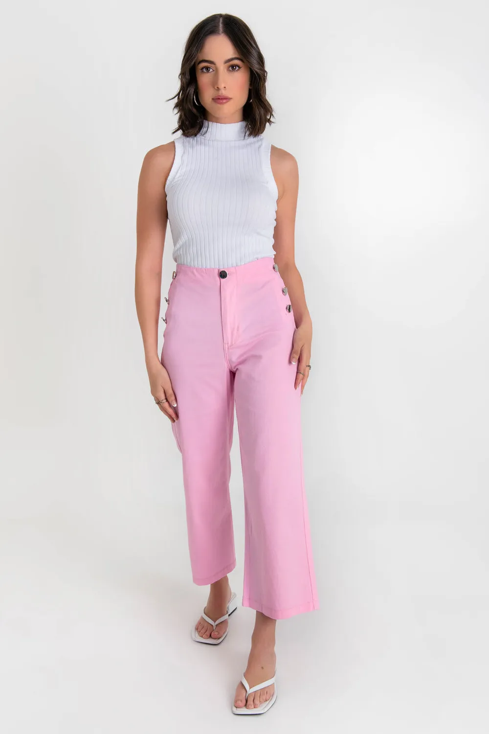 Pantalón marinero de fit culotte con botones