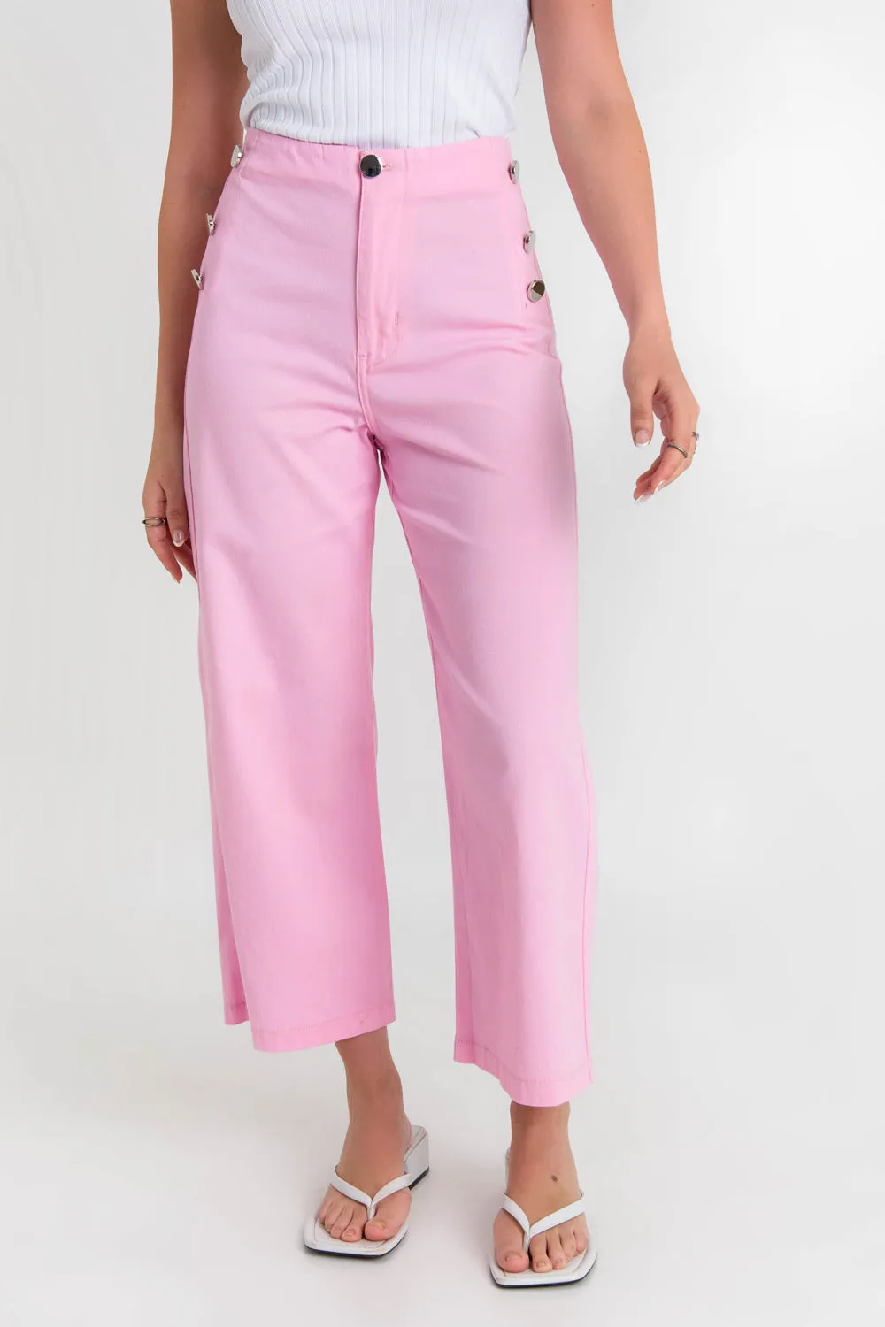 Pantalón marinero de fit culotte con botones