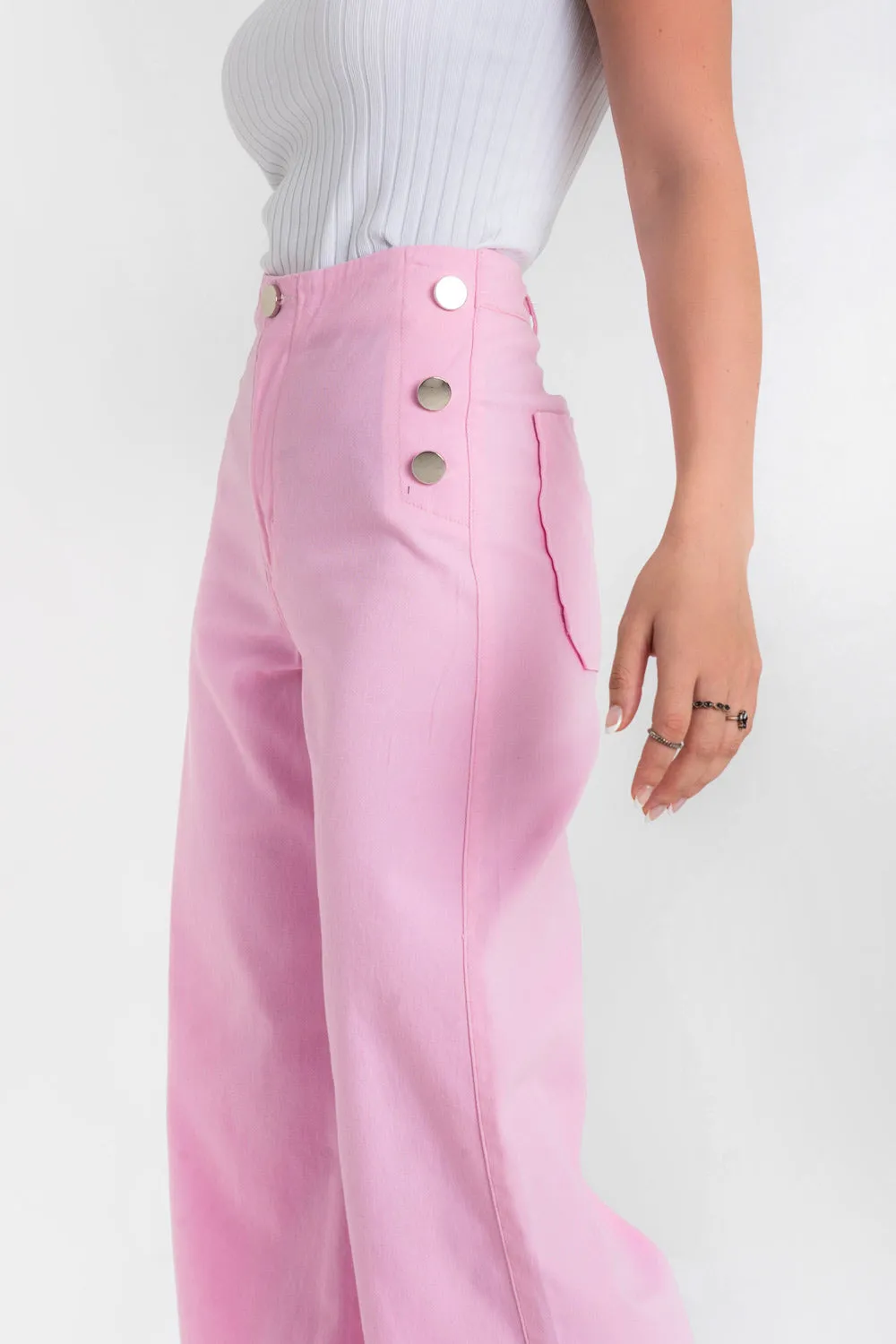 Pantalón marinero de fit culotte con botones