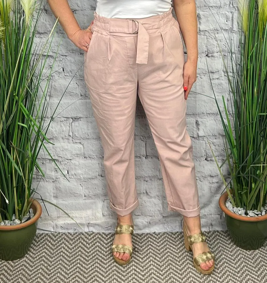 PARIS Paper Bag Waist Belted Trousers