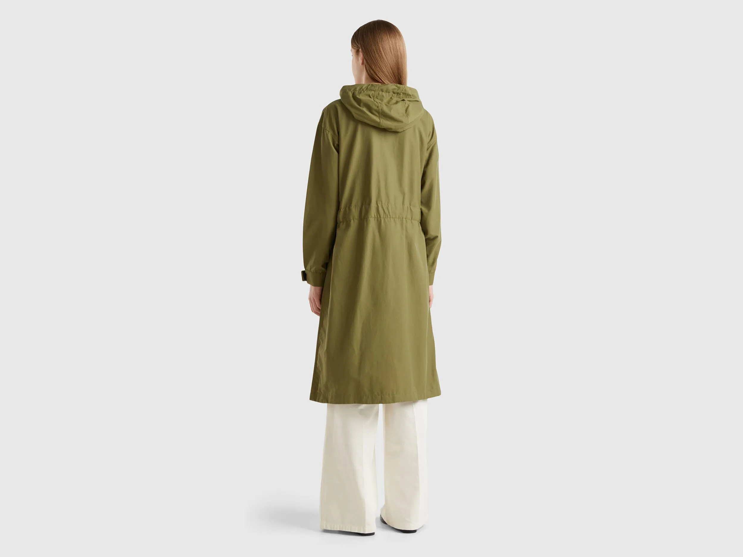 Parka in cotton and nylon "Rain Defender" blend - Green | Benetton