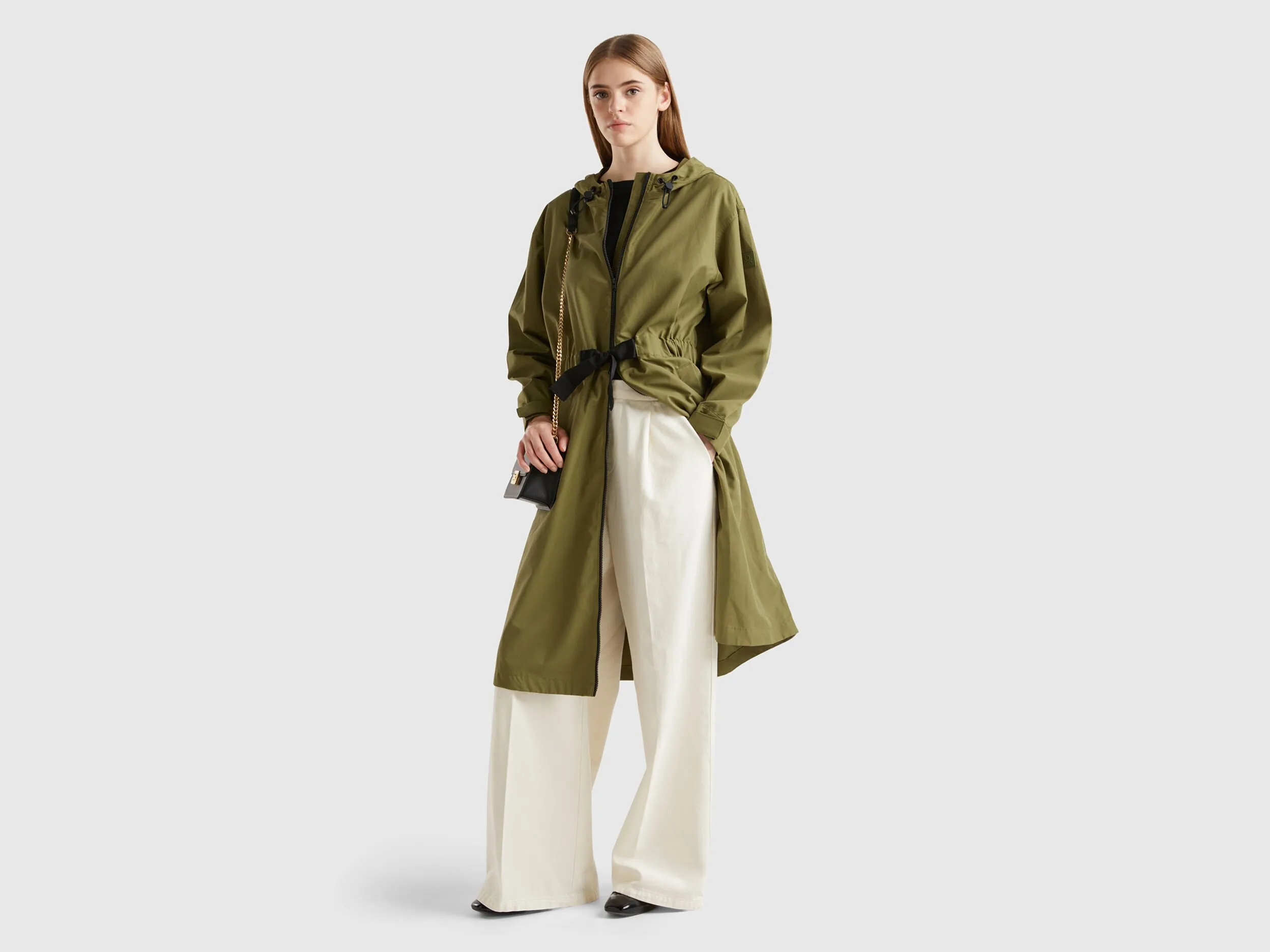 Parka in cotton and nylon "Rain Defender" blend - Green | Benetton