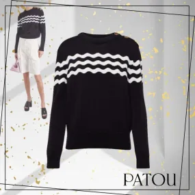 PATOU  |Casual Style Unisex Wool Street Style Long Sleeves Cotton