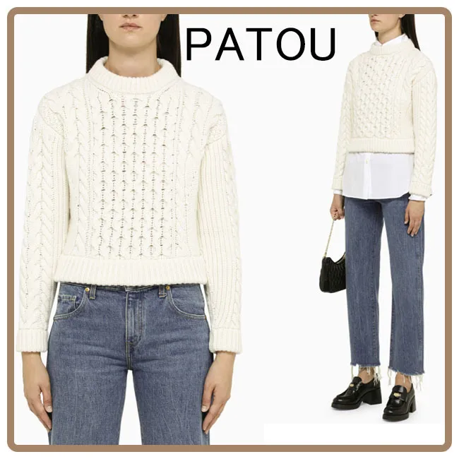 PATOU  |Crew Neck Casual Style Wool Long Sleeves Plain