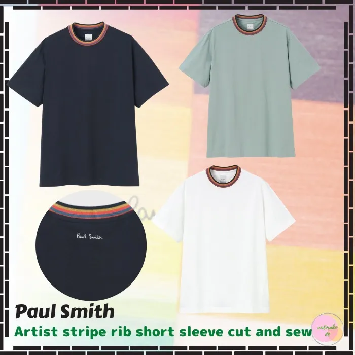 Paul Smith  |Crew Neck Pullovers Stripes Street Style Plain Cotton