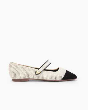 Pearl Knit Mary Jane Mesh Flat Shoes