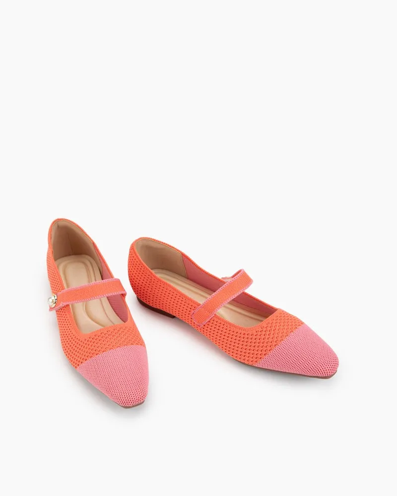 Pearl Knit Mary Jane Mesh Flat Shoes