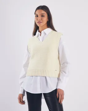 Philippa Knit Vest Ivory