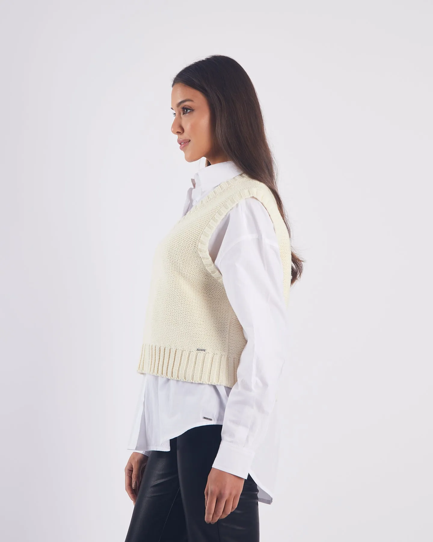 Philippa Knit Vest Ivory