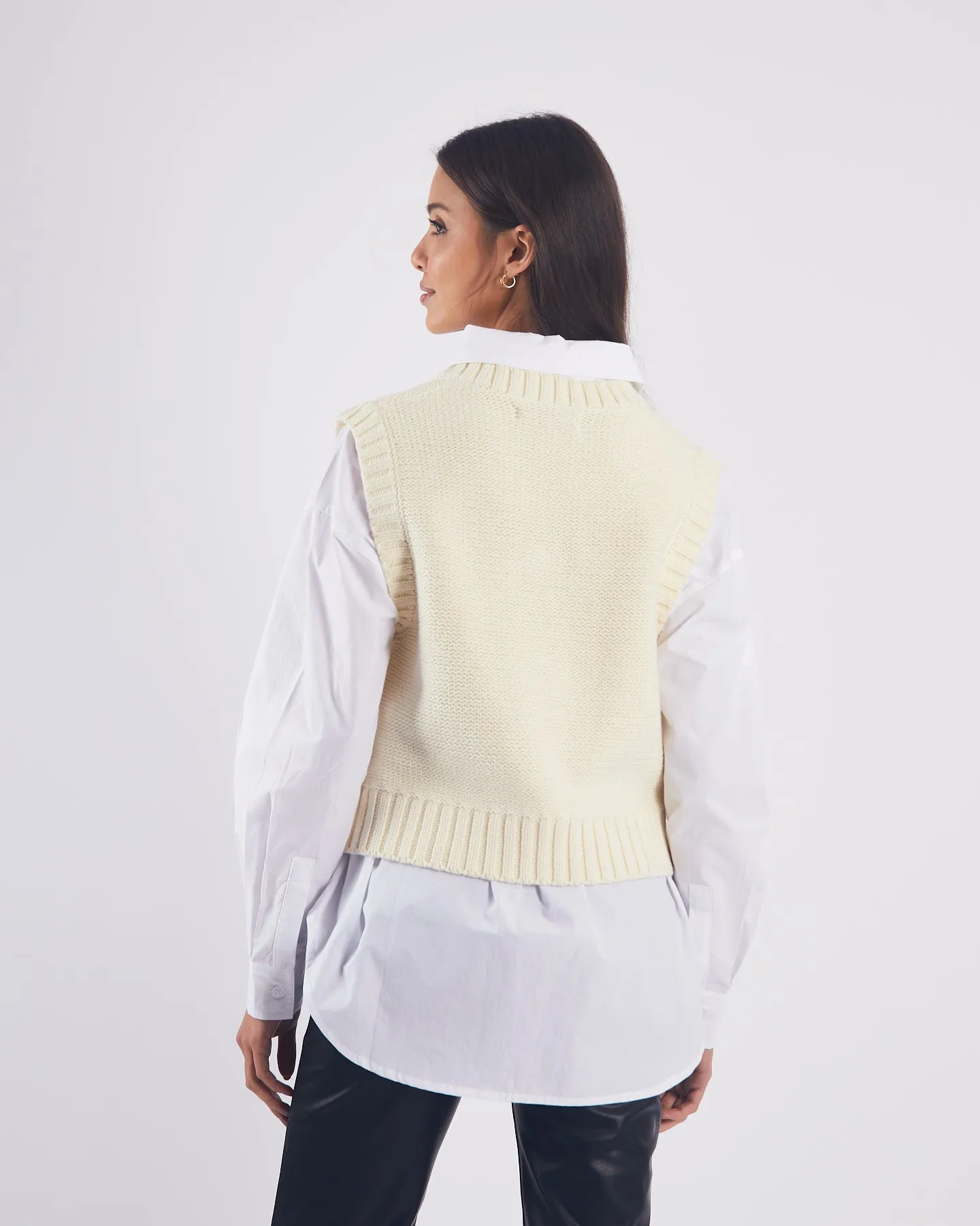 Philippa Knit Vest Ivory