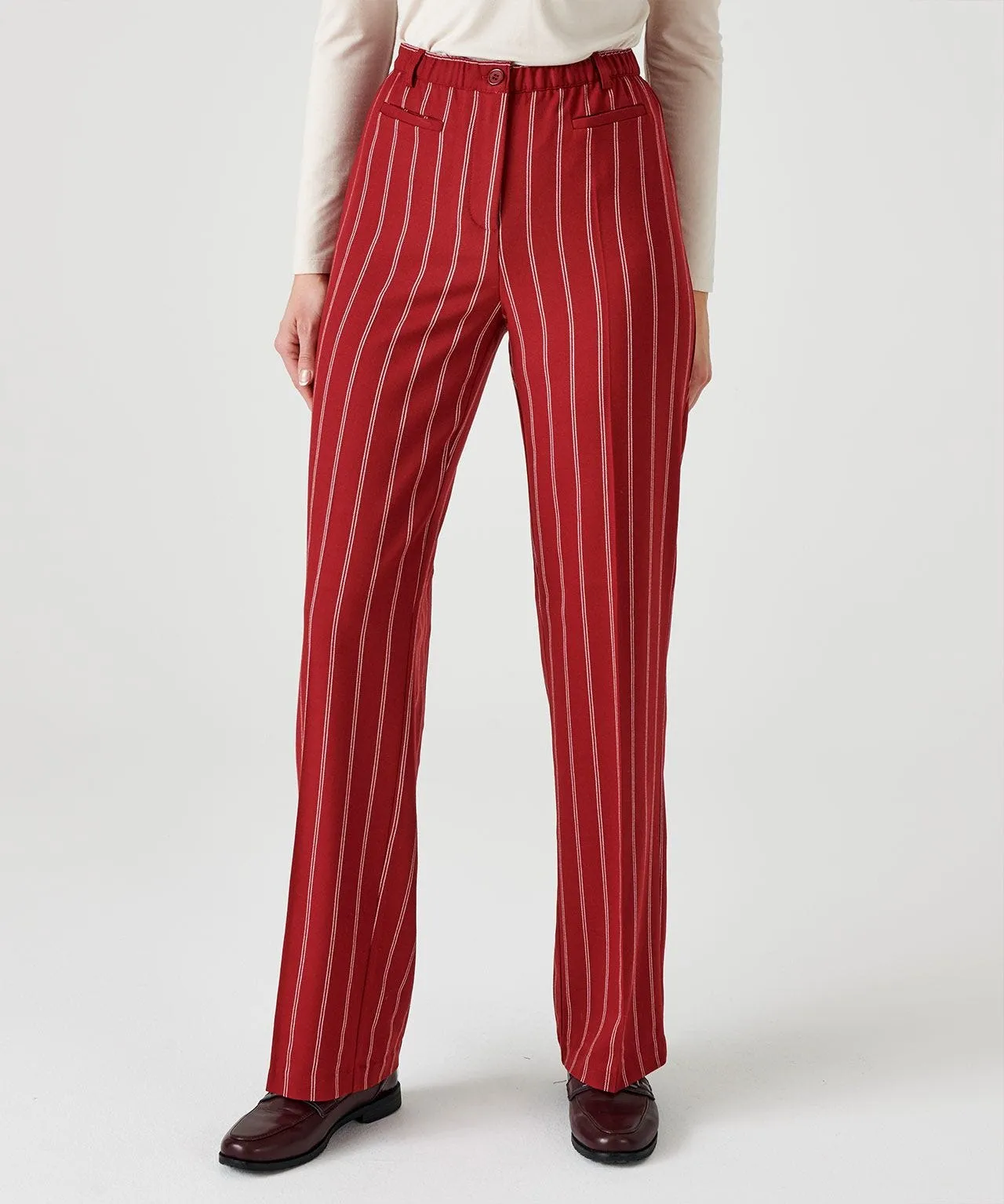 Pinstripe Tummy-Slimming Trousers