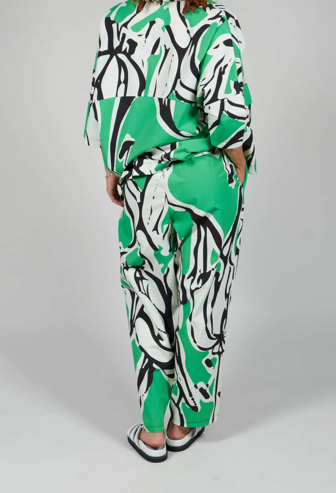 Print Patterned Trousers in Original Green