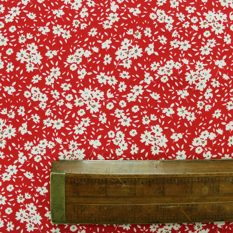 Printed Pinky Red Cotton - Daisy Chains