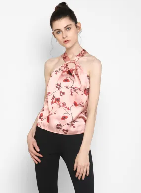 Printed Top With Cross Neck