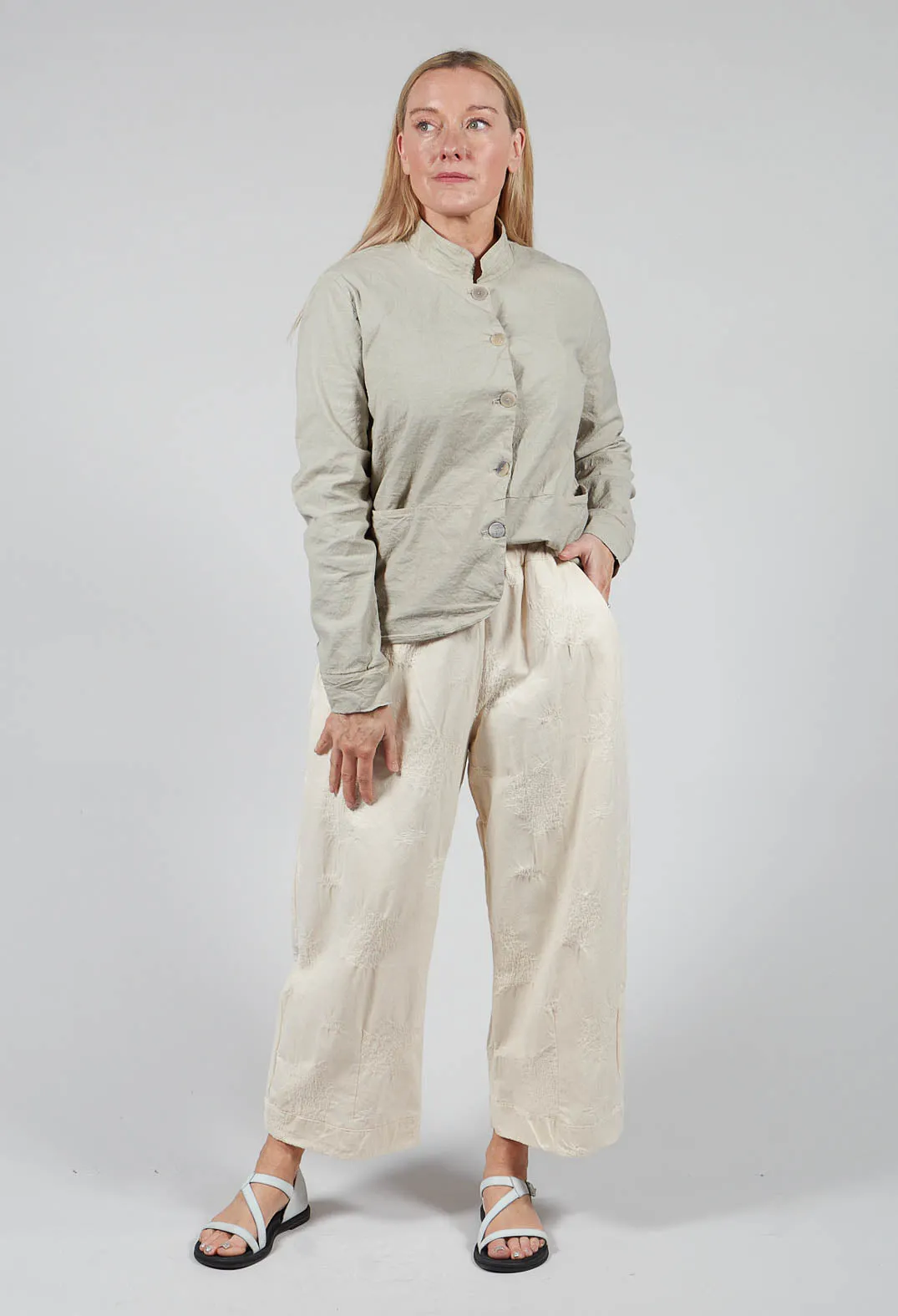 Pull on Cotton Trousers in Chalk