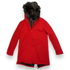 Red Parka with Brown Fox Hood - Daniel's Leather