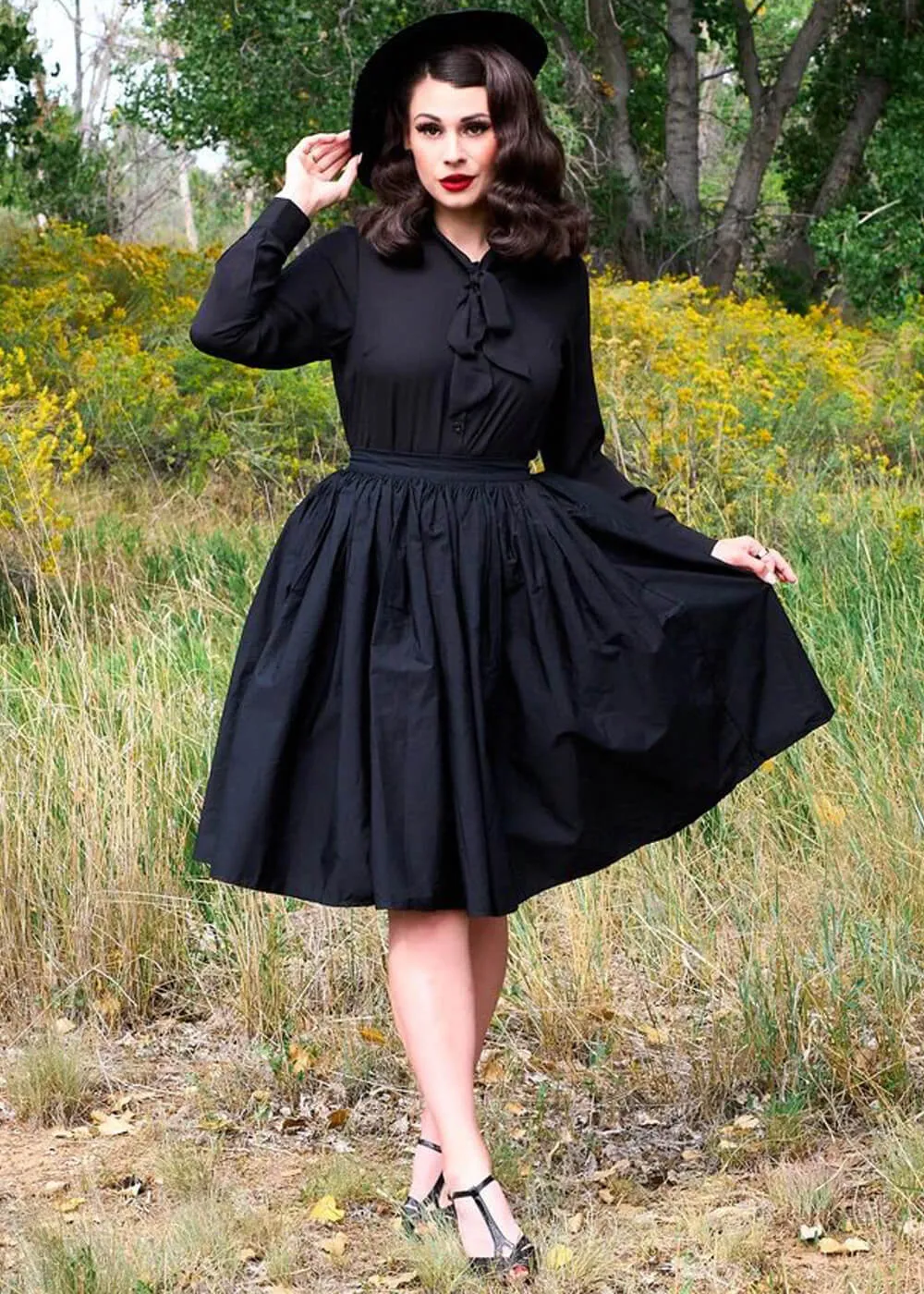 Retrolicious Helen Retro 50's Blouse Black