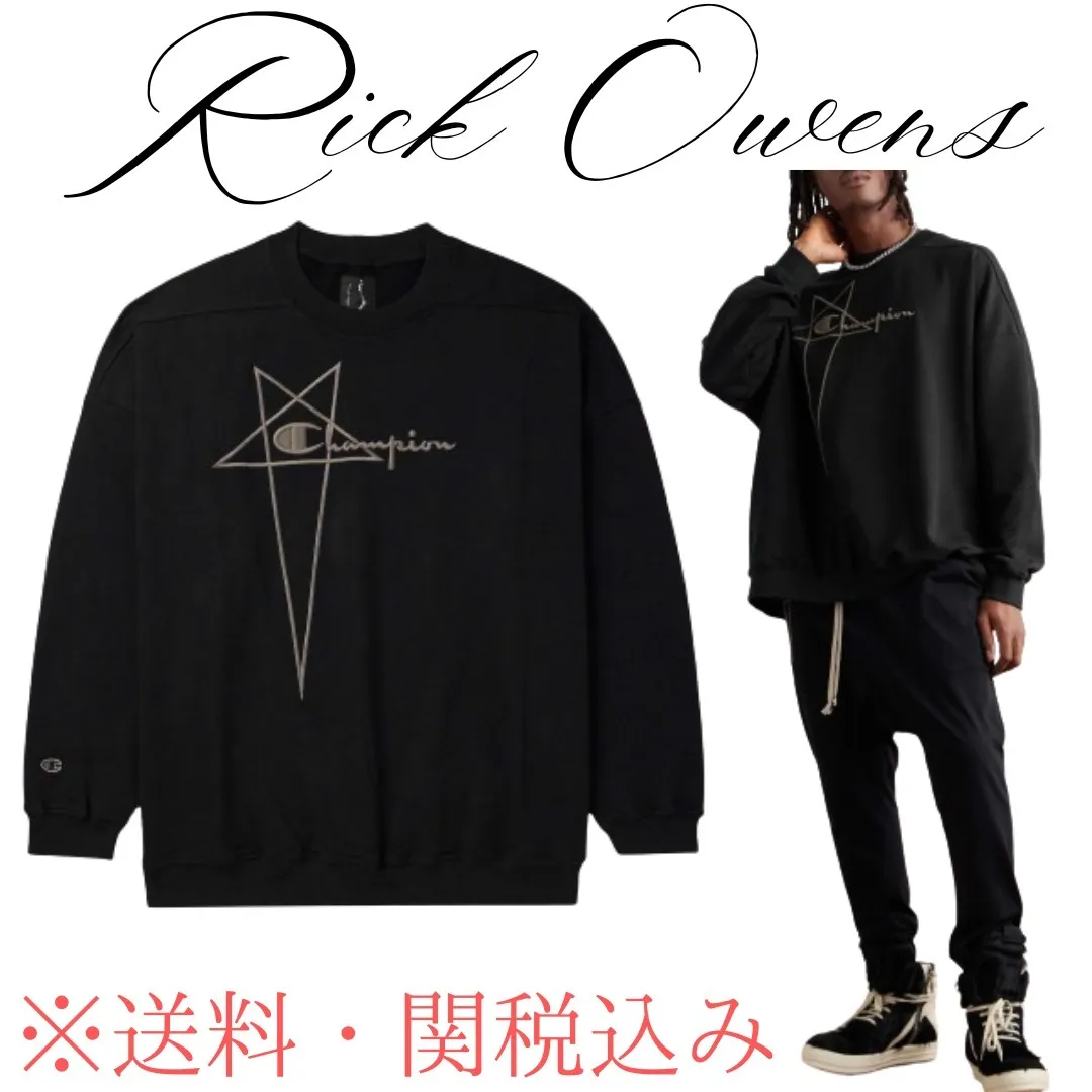 RICK OWENS  |Crew Neck Pullovers Unisex Street Style Collaboration