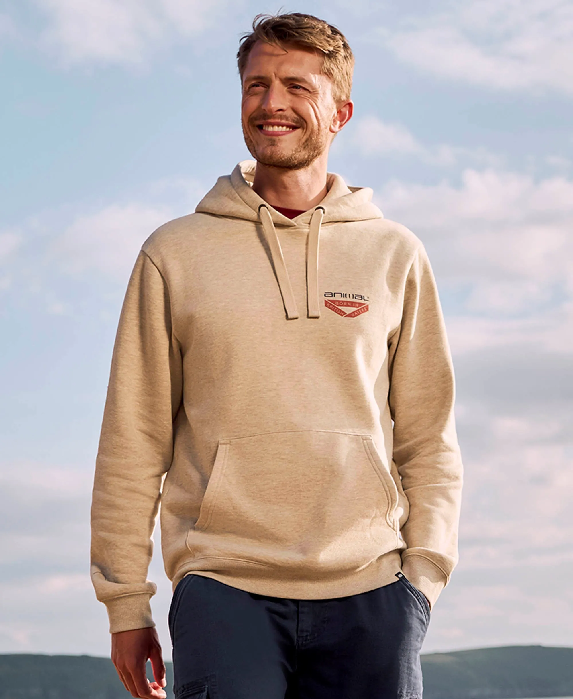 River Mens Hoodie - Beige