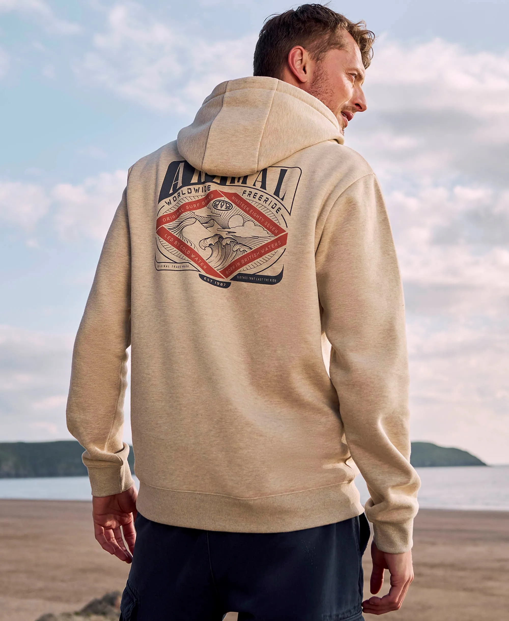 River Mens Hoodie - Beige