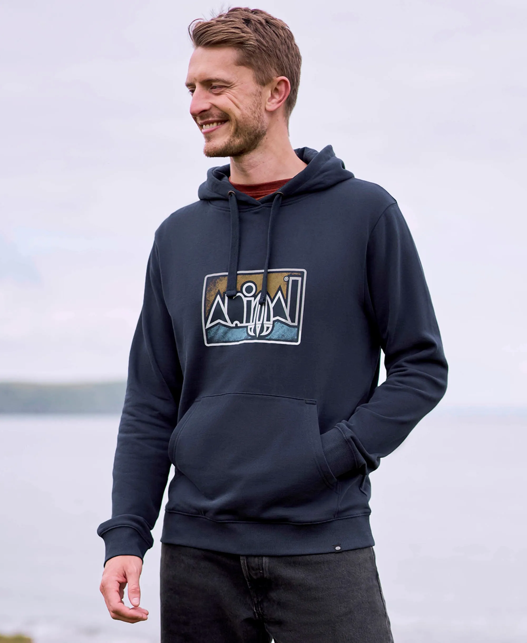 River Mens Hoodie - Dark Blue