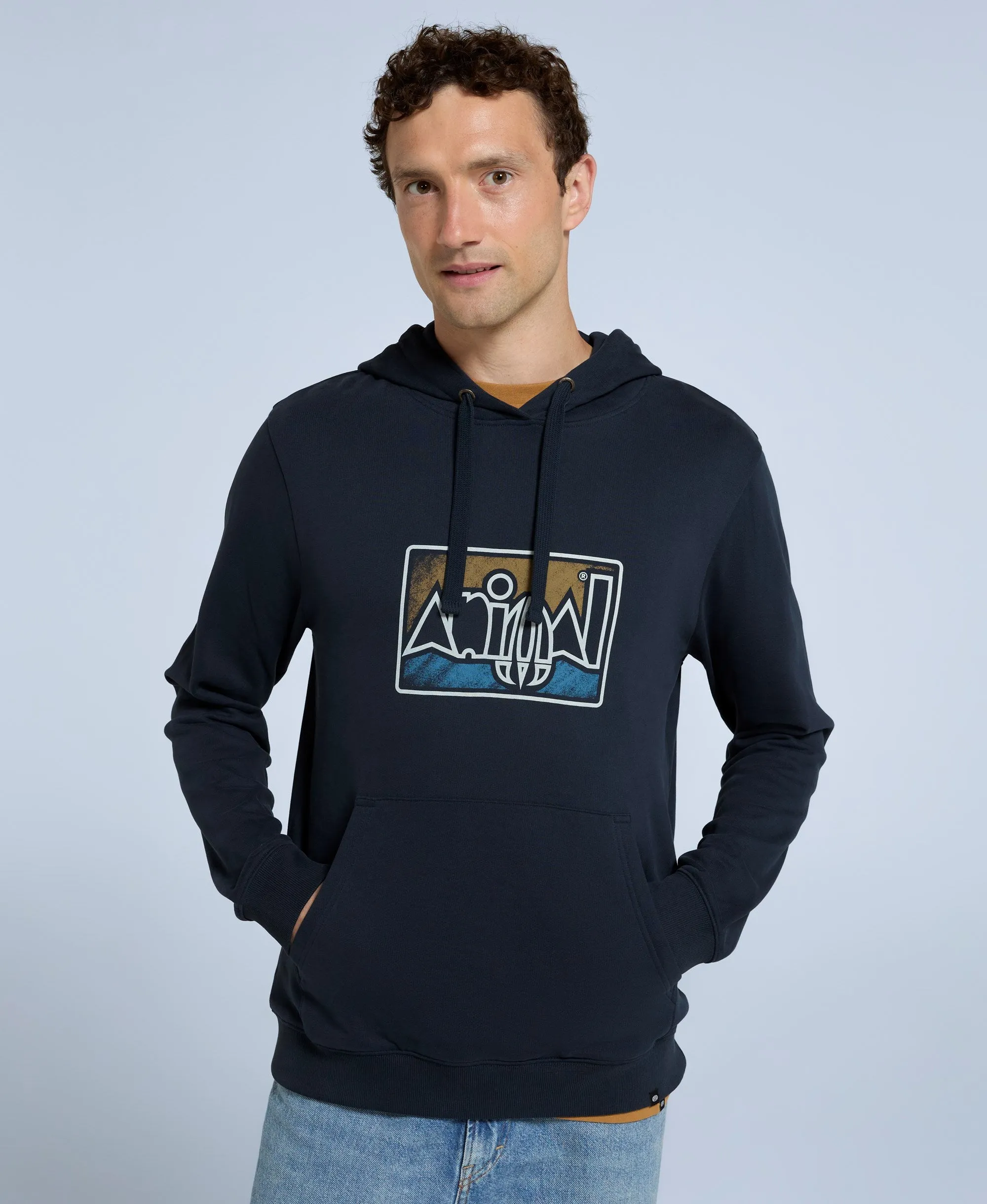 River Mens Hoodie - Dark Blue