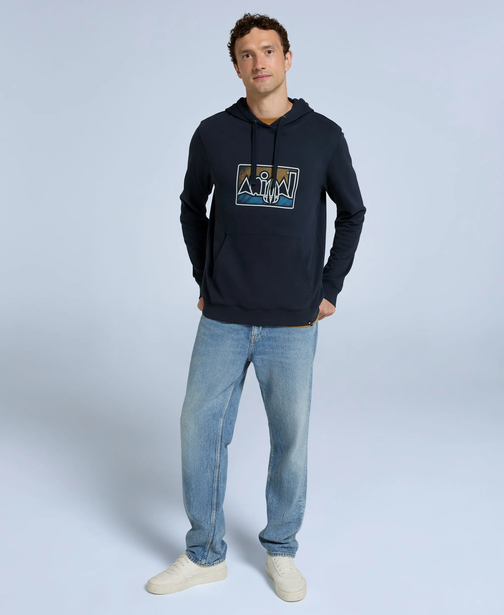 River Mens Hoodie - Dark Blue