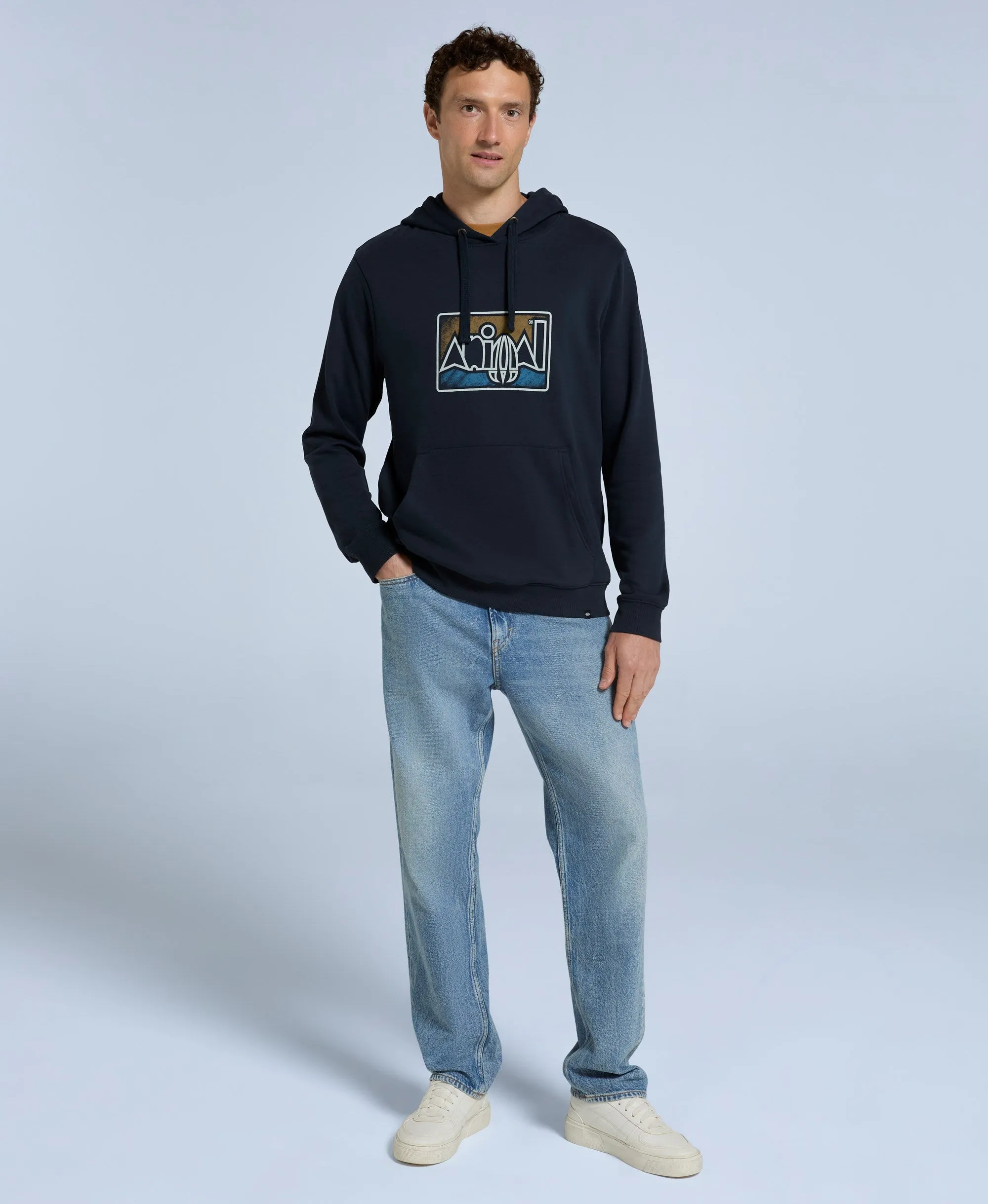 River Mens Hoodie - Dark Blue