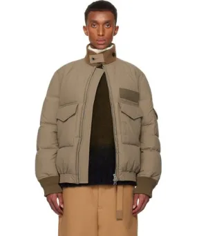 Sacai Beige Ripstop Puffer Down Jacket