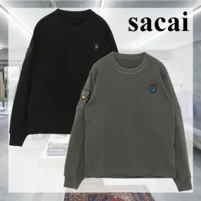 sacai  |Crew Neck Pullovers Unisex Street Style Long Sleeves Plain