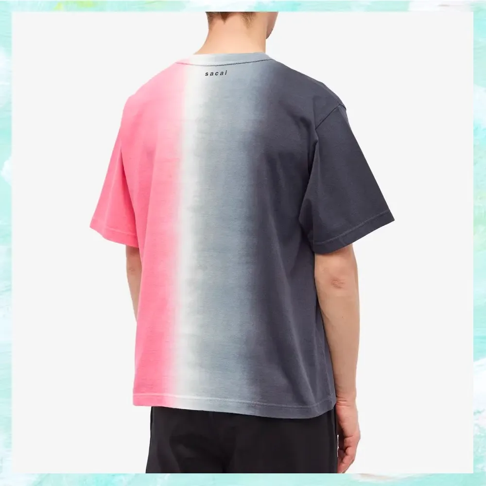 sacai  |Crew Neck Pullovers Unisex Street Style Tie-dye Cotton