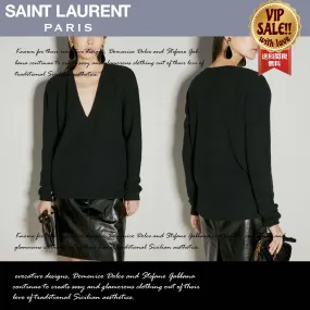 Saint Laurent  |Casual Style Wool Street Style Elegant Style