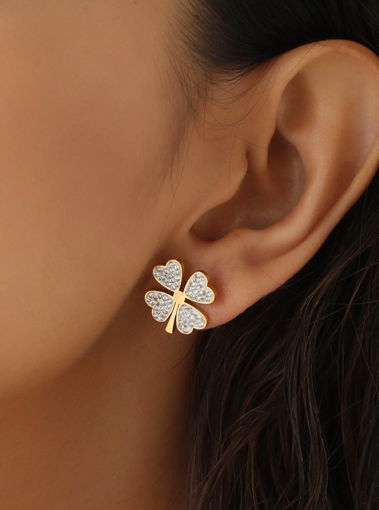 Santorini White Clover Studs