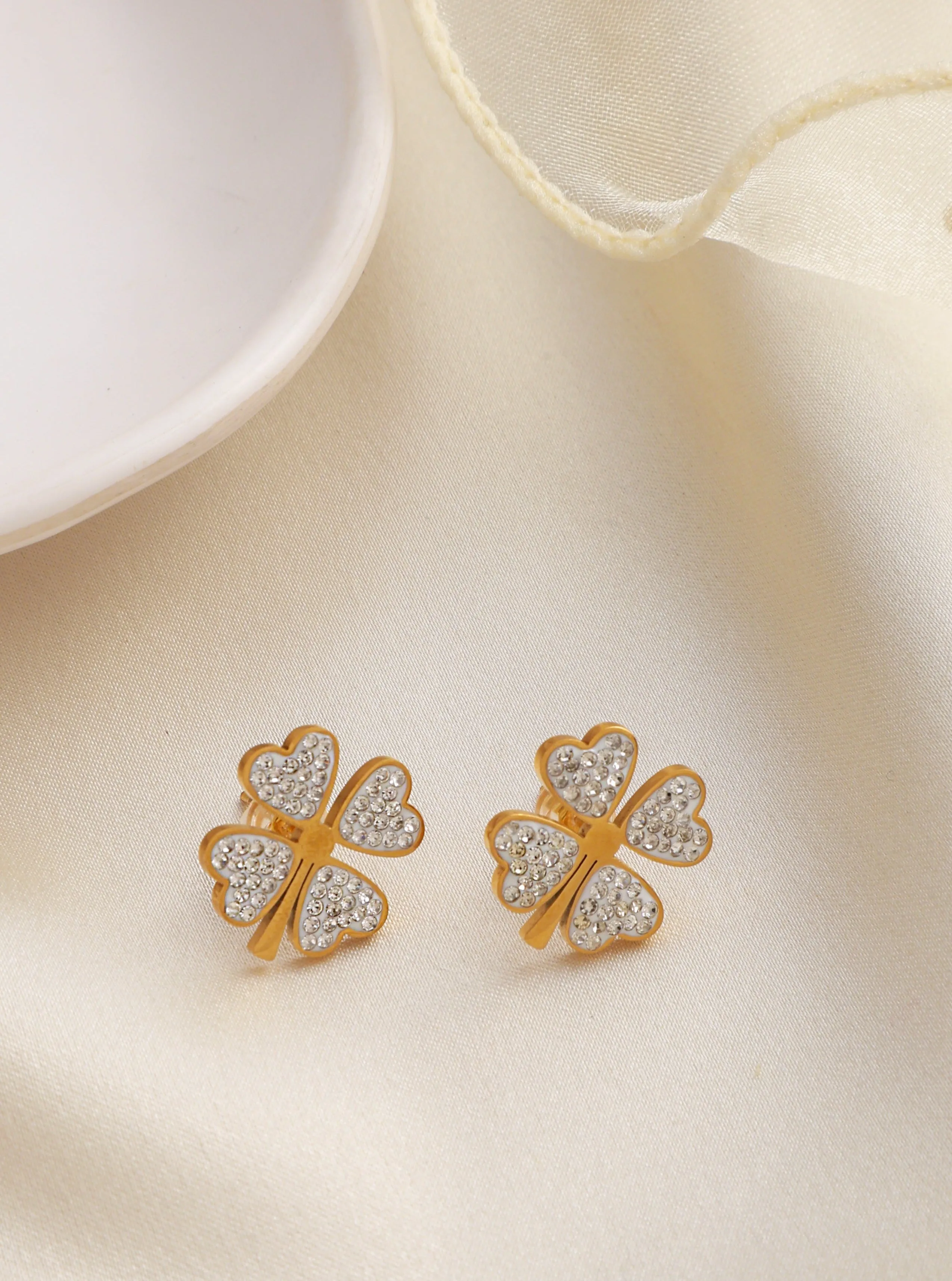 Santorini White Clover Studs