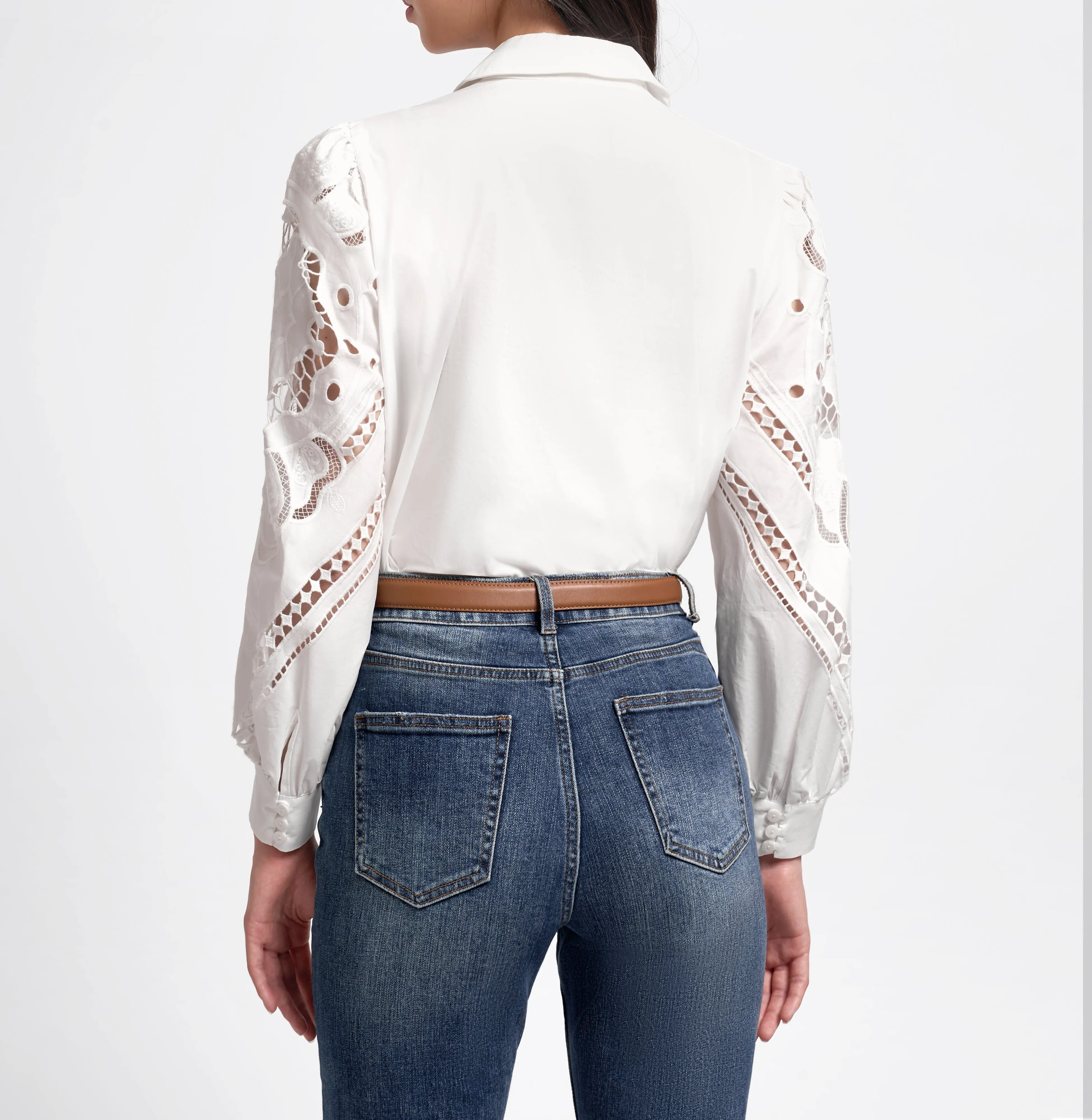 SaturdayClub  |Long Sleeves Plain Lace Shirts & Blouses